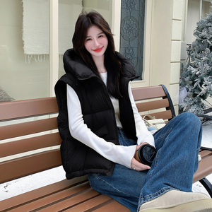 新款现货 A87 轻盈保暖连帽90白鸭绒羽绒服马甲外套P235控348图片