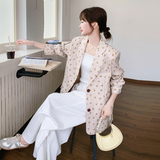 小众设计感西装女2025早春新款气质碎花灰色chic小个子宽松外套，女装西装，浙宝125