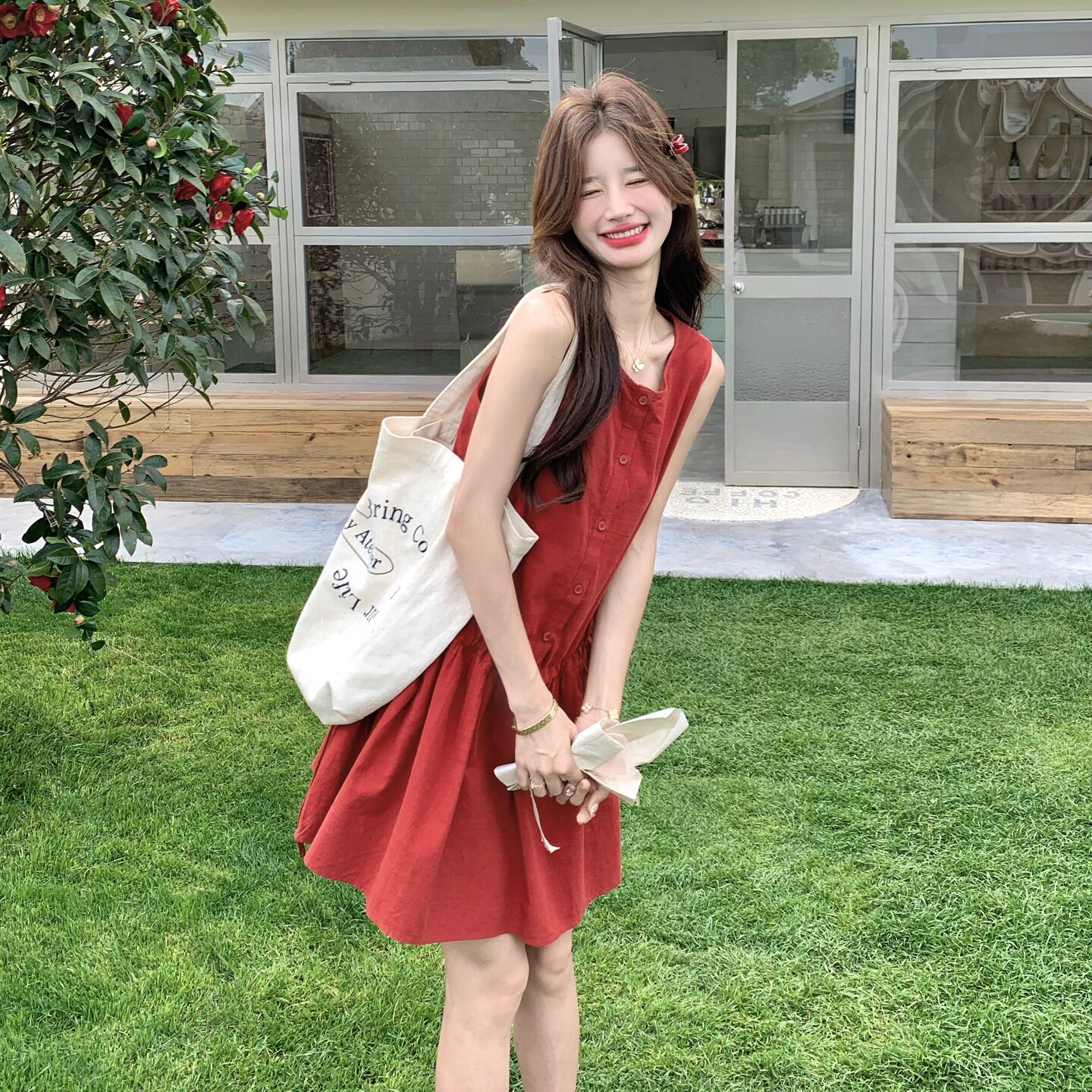 【新款】现货！红色无袖韩系连衣裙2D003-2616-P135控218，女装连衣裙，浙宝125