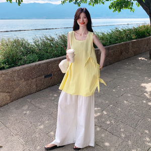 休闲无袖背心阔腿裤套装女夏2025新款两件套巨好看显瘦遮肉高级感图片