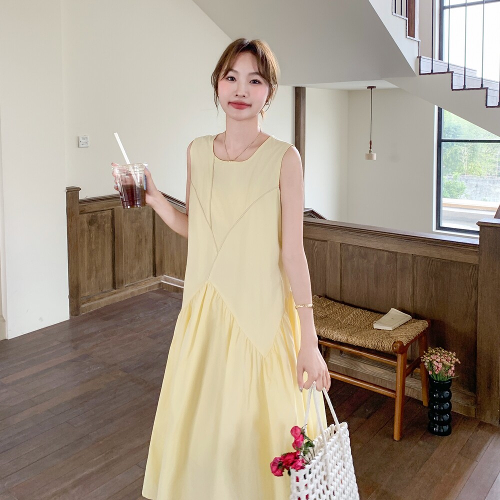 【新款】现货！茶歇气质减龄无袖连衣裙A19-P135-控198,女装连衣裙,浙宝125