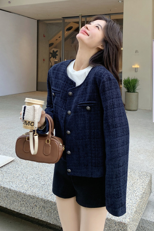【新款】现货！藏青色短款小香风外套2D003-2602-P135控218,女装短外套,浙宝125