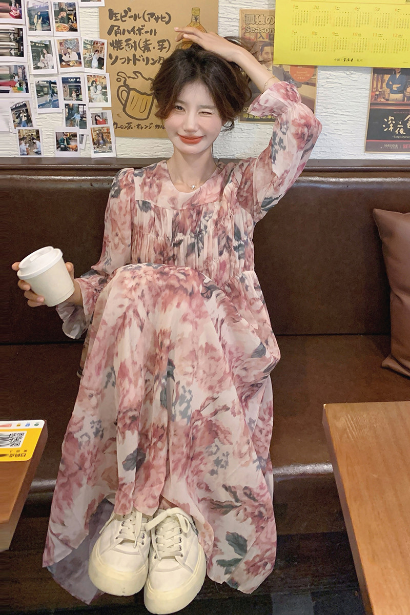 【新款】现货!！！浪漫法式碎花长袖连衣裙9871-P115-控168,女装连衣裙,浙宝125