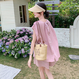甜美减龄粉色上衣短袖套装女夏2025新款小个子百搭显瘦短裤两件套，女装套装/套裙，浙宝125