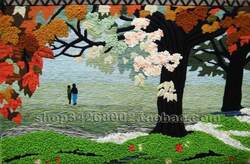 新疆艺术手工挂毯画 恋人 客厅卧室壁挂壁毯壁画 山水风景装饰画