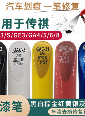 适用于广汽传祺GA3 4 5 6 8 ga3S GE3黑白棕金红黄银灰蓝色补漆笔