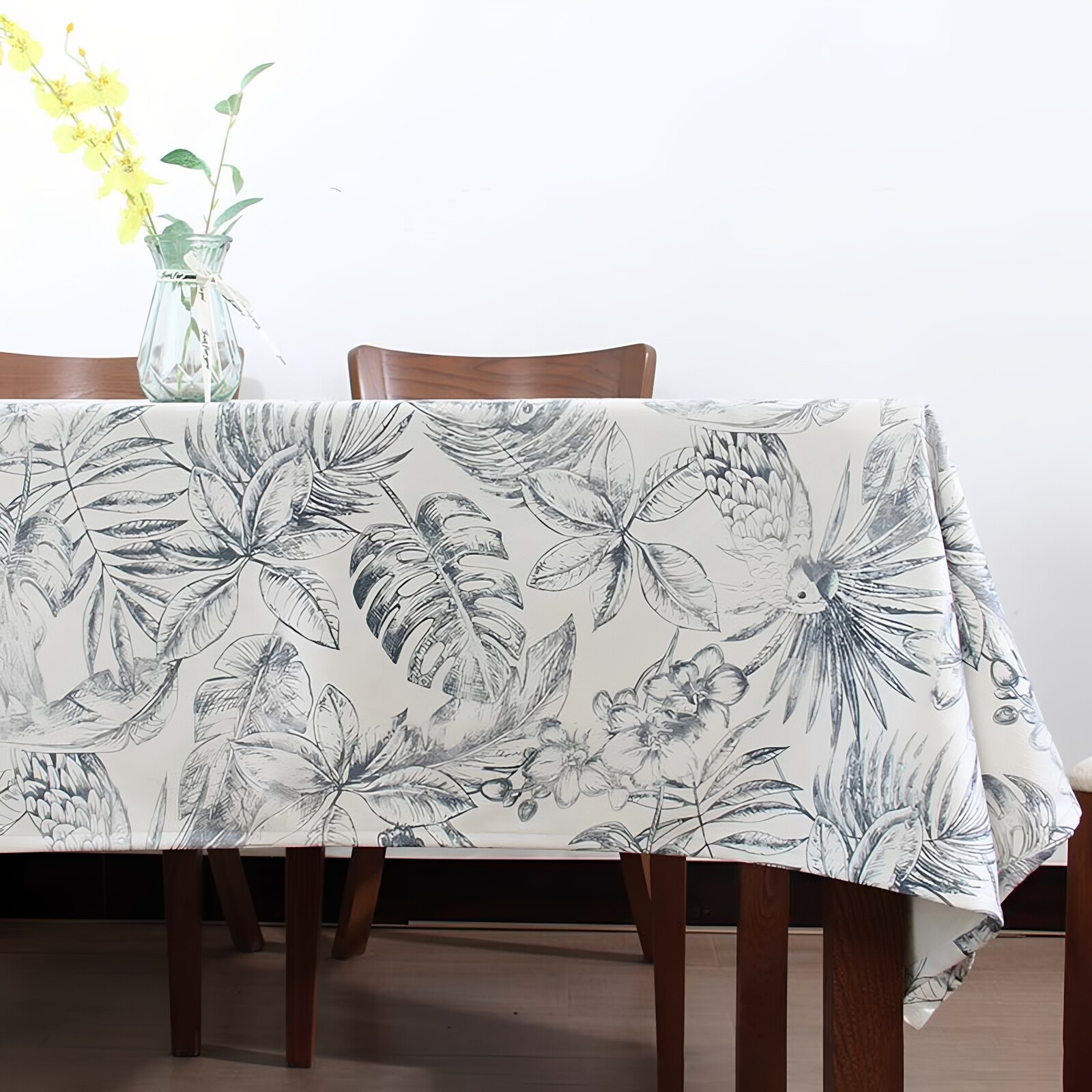 灰法式棉麻印花桌布24年新款浪漫田园客厅轻奢高级感茶几餐厅台布