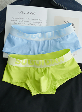 2条装男士内裤男生纯棉男款透气平角裤衩纯色运动潮流青年四角裤