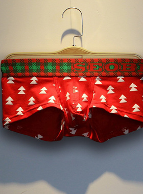 2条潮牌男士内裤男 平角裤纯棉透气裤衩青年男生个性潮流四角短裤