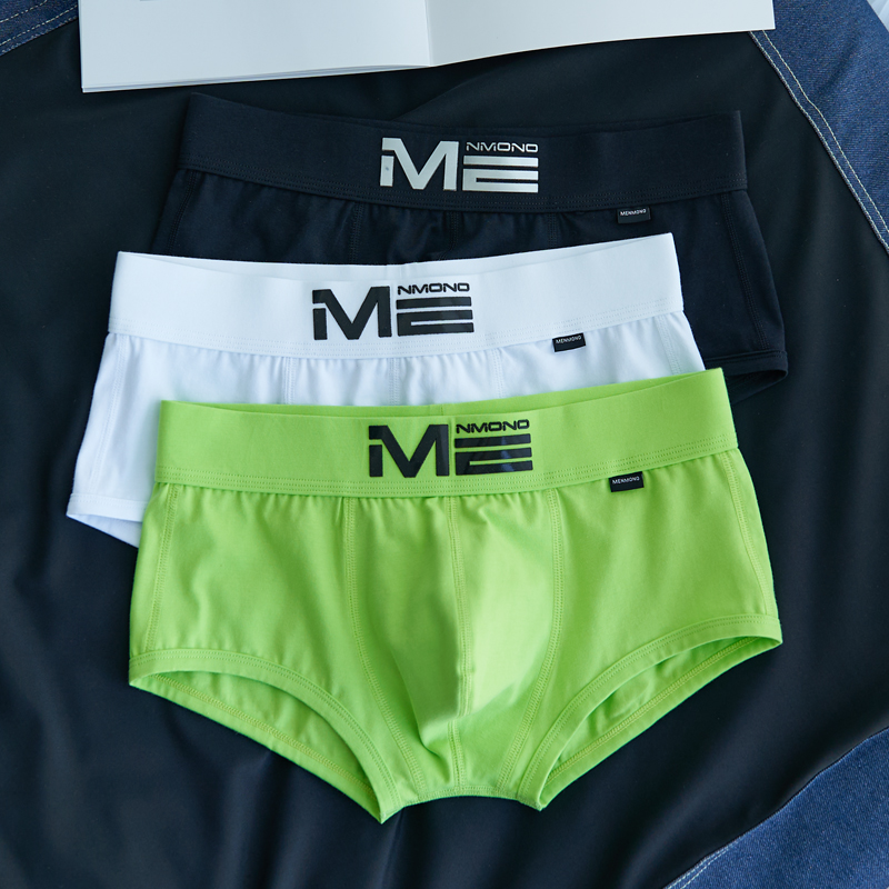 男士平角裤纯棉中腰纯色U囊袋