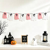 Halloween decorations: Ghost skull pumpkin flag and flower display, scene setting props, bar and shop atmosphere hanging ornaments thumbnail 4