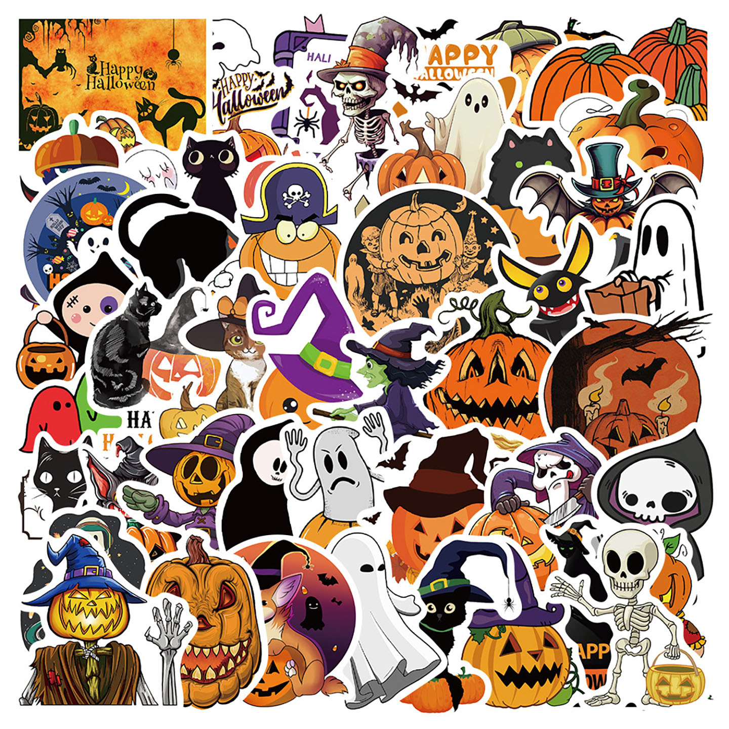 万圣节卡通南瓜贴纸不干胶贴纸