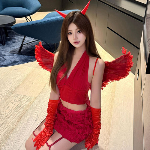 红色恶魔天使翅膀背饰万圣节丘比特之箭道具爱神cos装扮套装成人