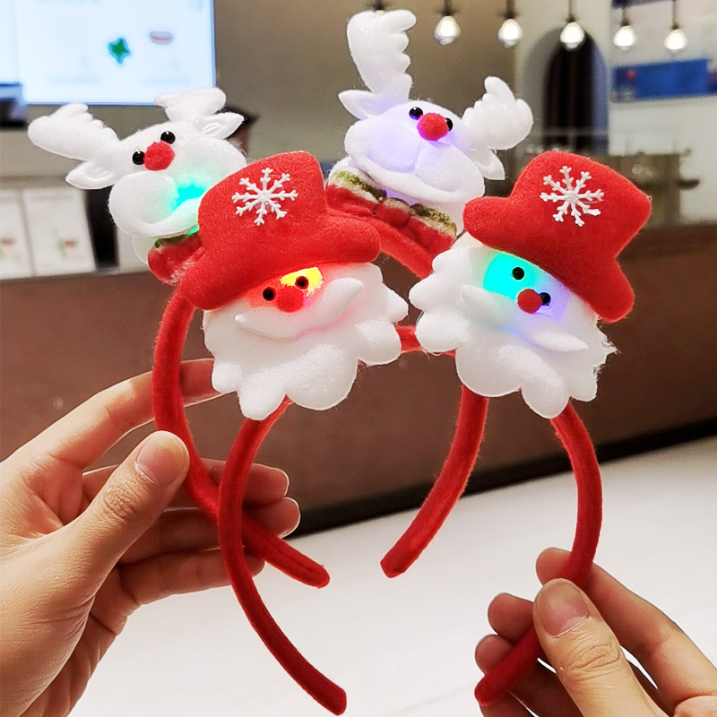 圣诞节帽子儿童头饰装扮头箍装饰成人发饰发箍节日可爱发光大鹿角