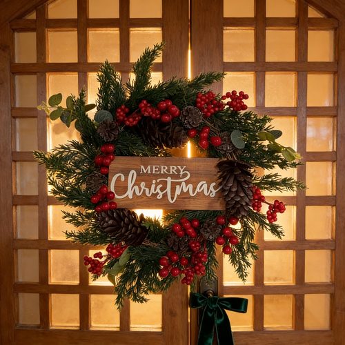 圣诞花环圣诞节装饰品挂件挂饰藤条门挂墙面装扮场景氛围布置道具