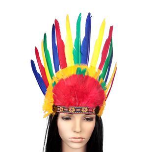 野人道具印第安非洲土著人羽毛头饰油彩武器项链手链骨头野人棒