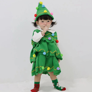 圣诞树衣服儿童服装圣诞节装扮服饰女童连衣裙2025新款舞台演出服