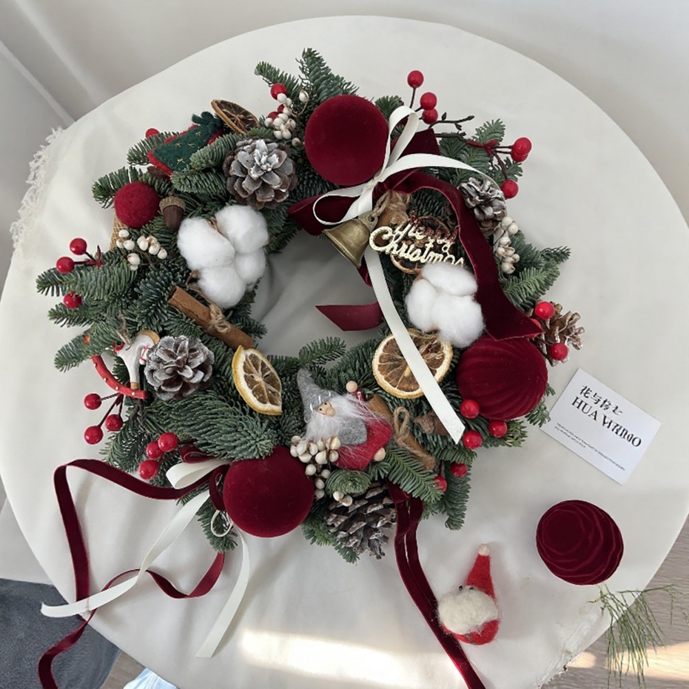 圣诞花环圣诞节装饰品蝴蝶结藤条挂件挂饰门挂墙面场景氛围感布置