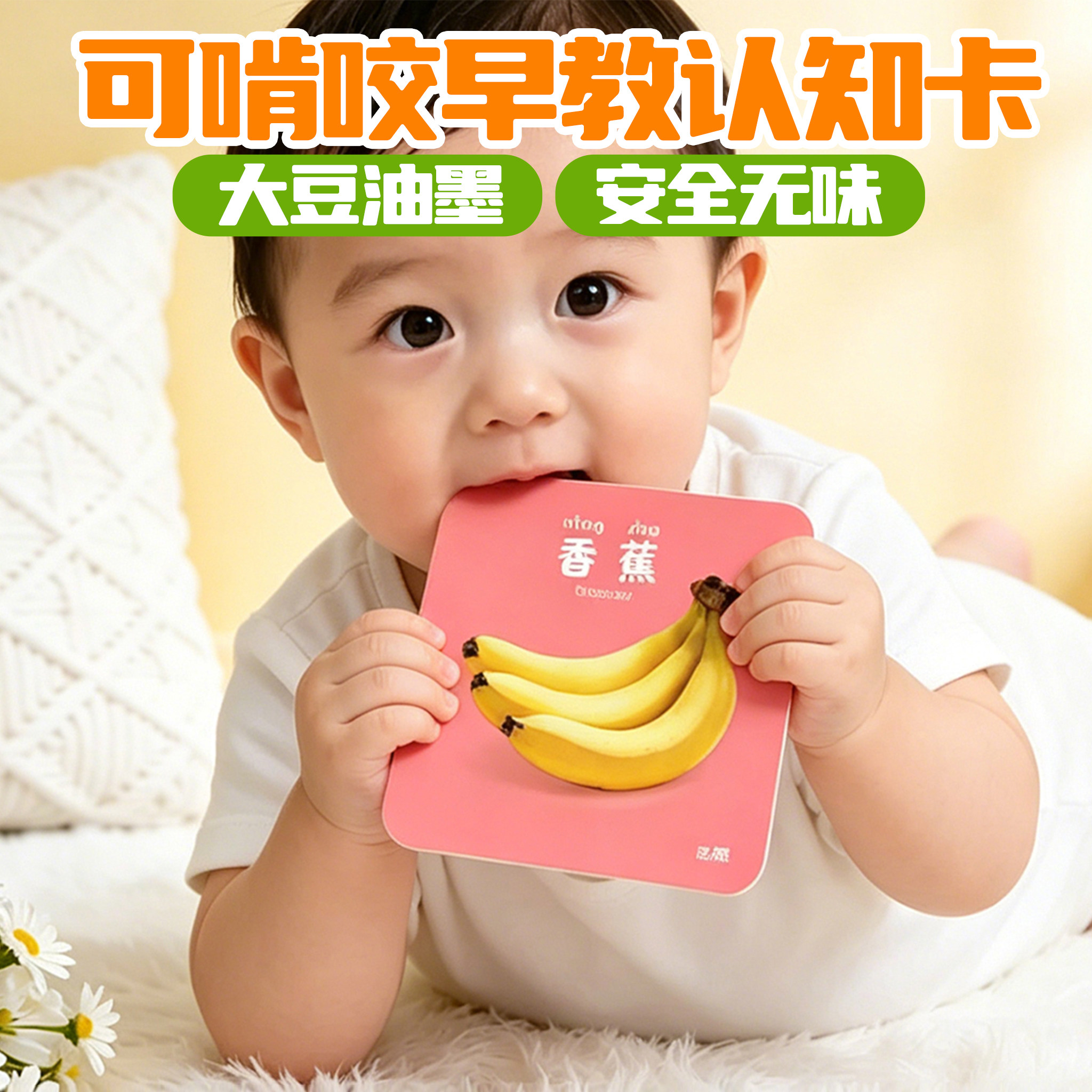 可啃咬认知卡片早教启蒙幼儿识字宝宝婴儿撕不烂看图识物益智玩具图片