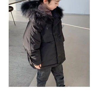 儿童2025男女童冬季新款2937刺绣款中童加毛领韩版连帽棉外套