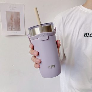tyeso冰霸杯大容量不锈钢便携保冰保温杯手提吸管奶茶咖啡杯水杯