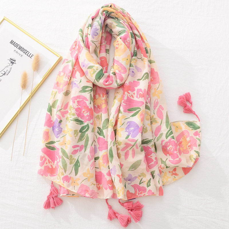 韩国百搭时尚棉麻手感围巾大纱巾