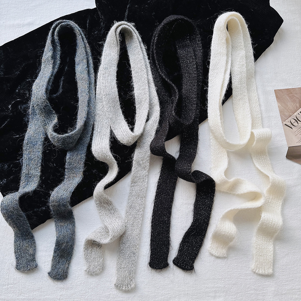 韩版细窄长款y2k针织细围巾女秋