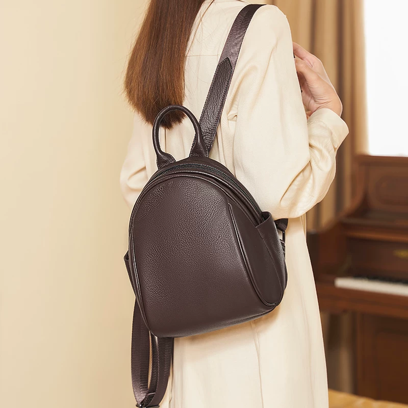 Backpack, shoulder bag, universal capacious small bag, 2022 collection, genuine leather