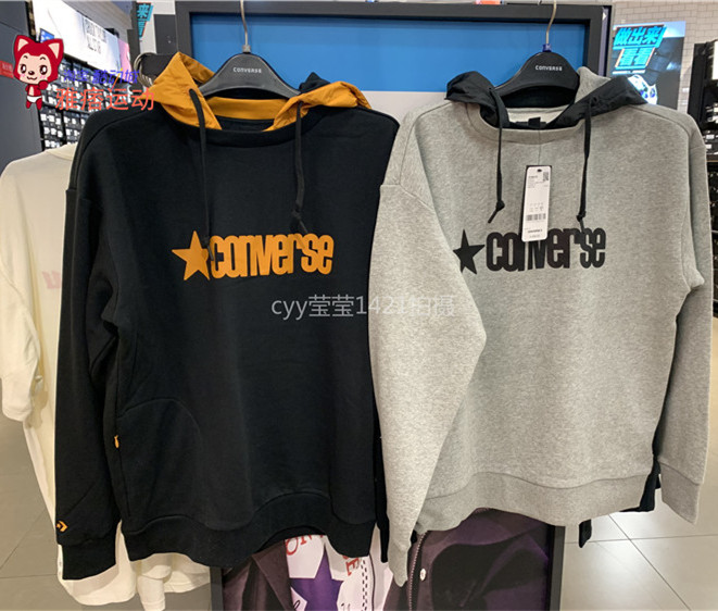 converse匡威男款假两件套头卫衣