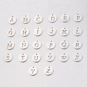 单孔圆形镂空英文字母吊坠吊牌镜面不锈钢DIY饰品配件小吊坠12mm