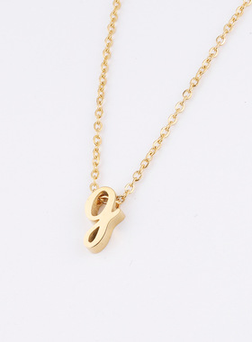 小写字母项链不锈钢锁骨链