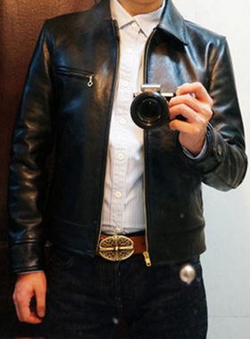 加州小熊夹克茶芯黑色非马皮皮衣TALON拉链（BUCO、LANGLITZ ）