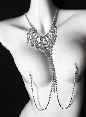 恶魔大人月光情人闪亮水钻流苏比基尼性感身体链项链胸链情趣配件
