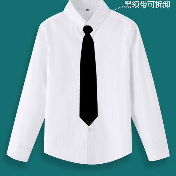 儿童白衬衫演出服男童女童纯棉白色长袖衬衣春秋款全棉小学生校服