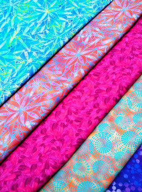 出口欧美外贸平纹布纯棉全棉手工DIY包包拼布田园小花渐变色布料