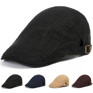 帽子男春夏季贝雷帽休闲时尚鸭舌帽潮刺绣夏天牛仔帽遮阳帽中年帽