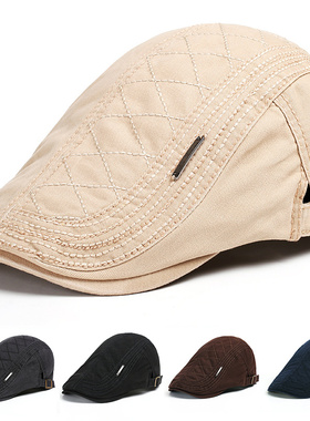 帽子男士夏天贝雷帽时尚英伦鸭舌帽春夏季遮阳帽前进帽牛仔帽出游