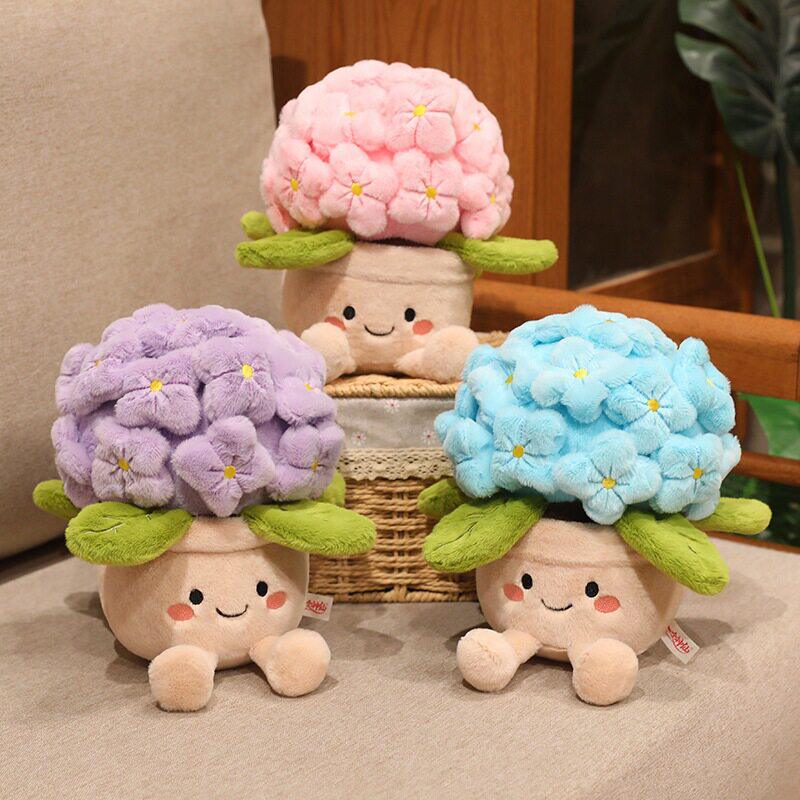 绣球花玩偶趣味盆栽公仔抱枕毛绒玩具办公家居装饰花朵摆件布娃娃