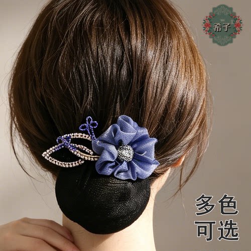 新款网纱花朵抓夹马尾丸子头发夹气质高颜值发卡后脑勺盘发网兜女 - 封面