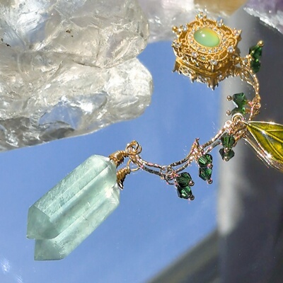 绿萤石灵摆疗愈项链吊坠送教程女