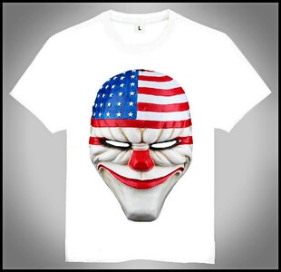 PAYDAY 2 T-shirt 收获日 T恤 欧美潮流T恤 收获日面具T恤