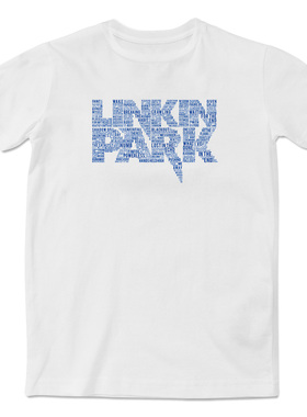 蓝色林肯公园Linkin Park图案短袖T恤休闲嘻哈摇滚街舞衣服