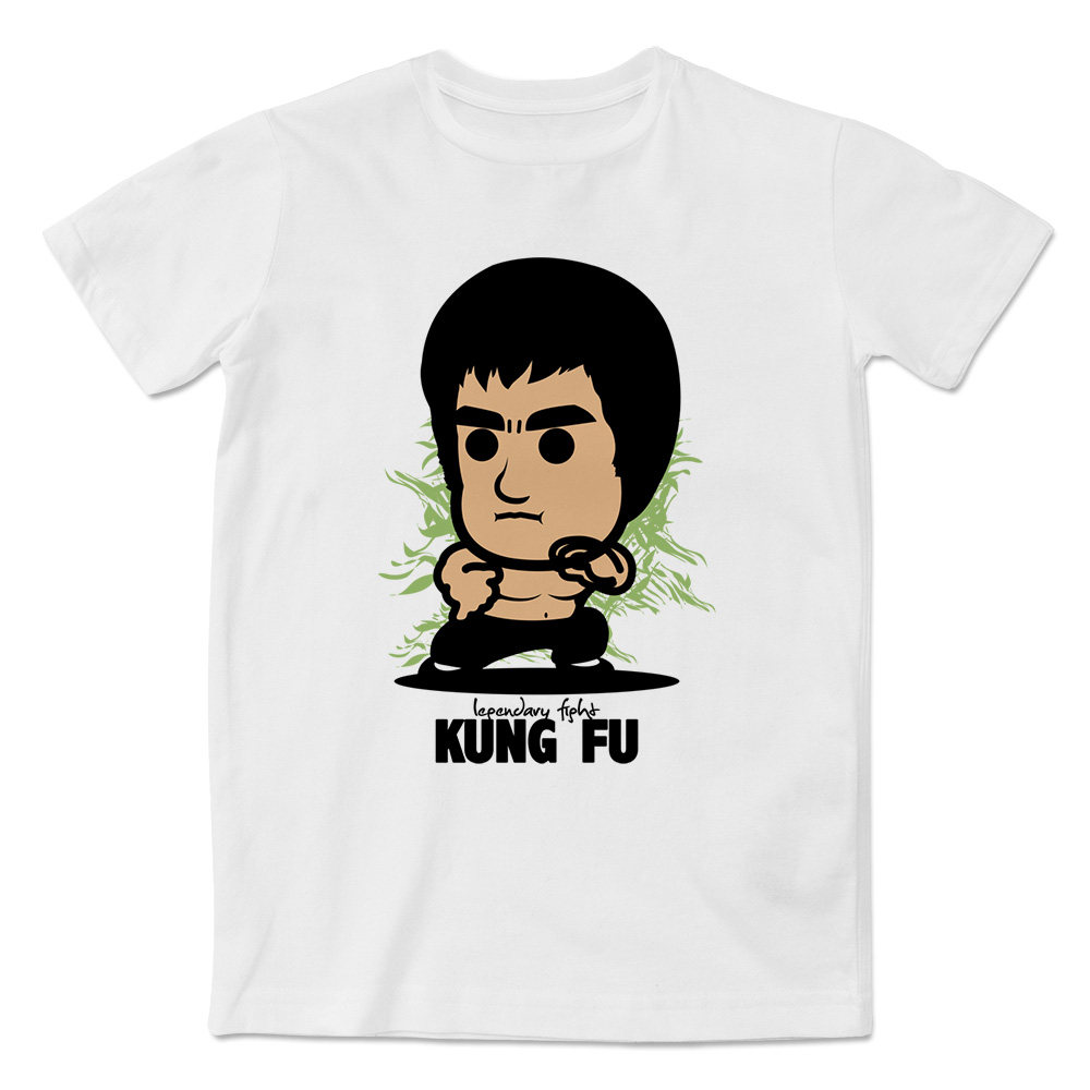 q版卡通版功夫皇帝李小龙形象设计时尚印花短袖t恤