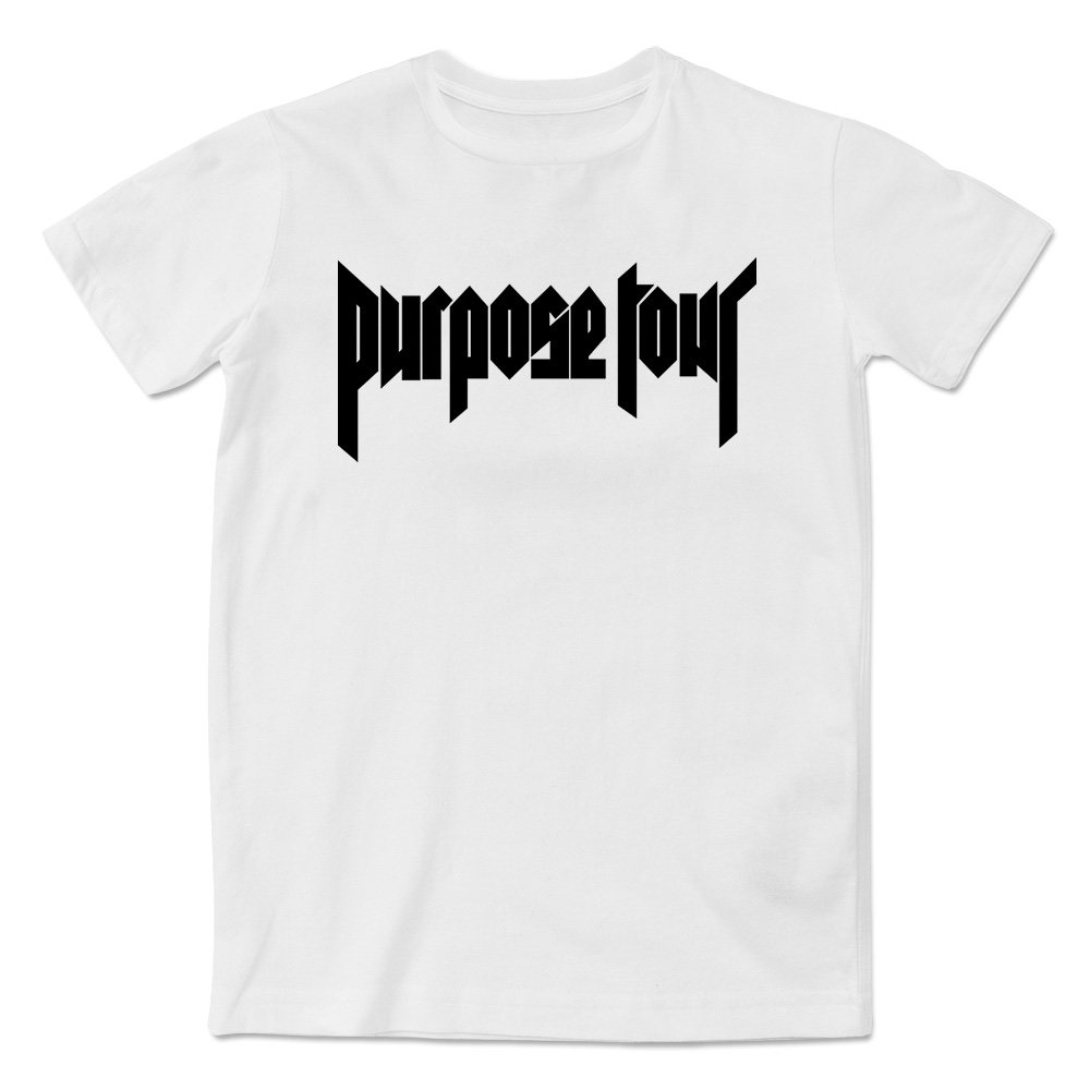 超级明星之purpose tour扎斯丁比伯黑色字母短袖t恤街头新款男