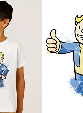 Fallout4vaultboy辐射4T-Shirt成人T恤班服上衣TEE圆领衣服2