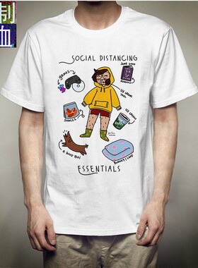 2020情侣装夏装潮日系t恤男女白色打底定制卡通短袖C3006