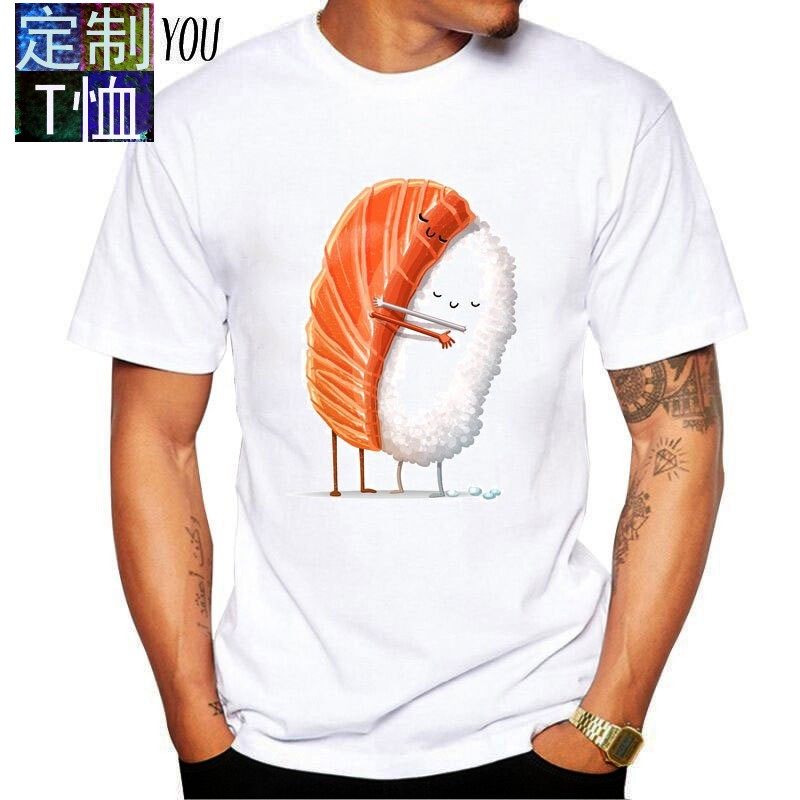 日系趣味恶搞寿司SUSHI日本料理男女情侣装印花T恤莫代尔定制服