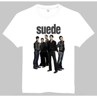 Suede T-shirt 英国山羊皮 乐队 T恤 白色 山羊皮 欧美潮流T恤