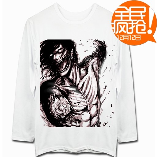 进击的巨人艾伦衣服巨人形态长袖t恤断臂艾伦t恤休闲装