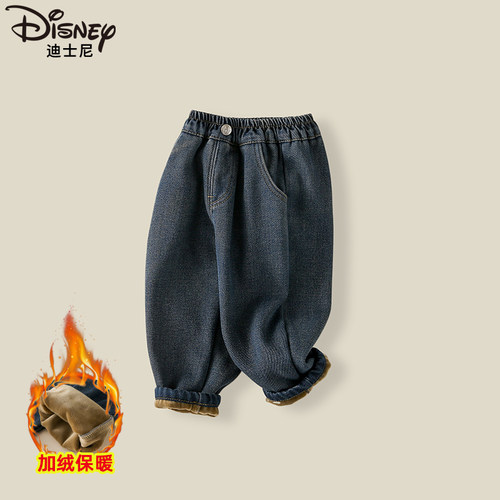 Disney/迪士尼儿童加绒保暖牛仔裤冬季新款宝宝休闲裤子XOE3NK102